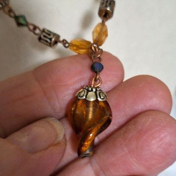 A Vintage Art Glass Women's Necklace Delicate Fairy Core Ethereal Romantic - Picture 6 of 13